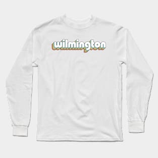 Wilmington - Retro Rainbow Typography Faded Style Long Sleeve T-Shirt